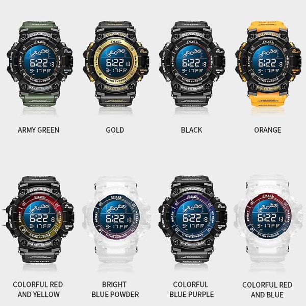 Smael 8082 Multifunktionelt Lysende Timing Ur Black