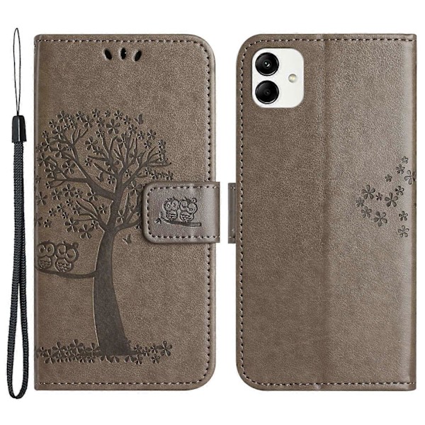 Samsung Galaxy A05 4G -kotelo Pöllöpuu-kuvioidulla nahkaisella puhelinkotelolla ja lompakolla Multicolor Style H