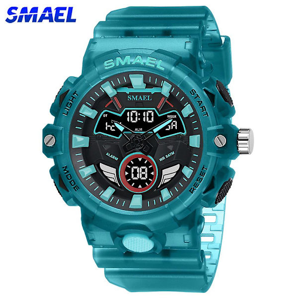 Smael Digitalt og Quartz Urværk Herre Sportsure LED Lys Multifunktionel Chrono Dato Vandtæt Analogt Elektronisk Armbåndsur Transparent Orange