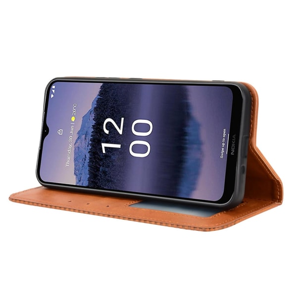 För Nokia G11 Plus 4g Autostängande Magnetisk Retro Pu Läder Case Stativ Funktion Cover Brown