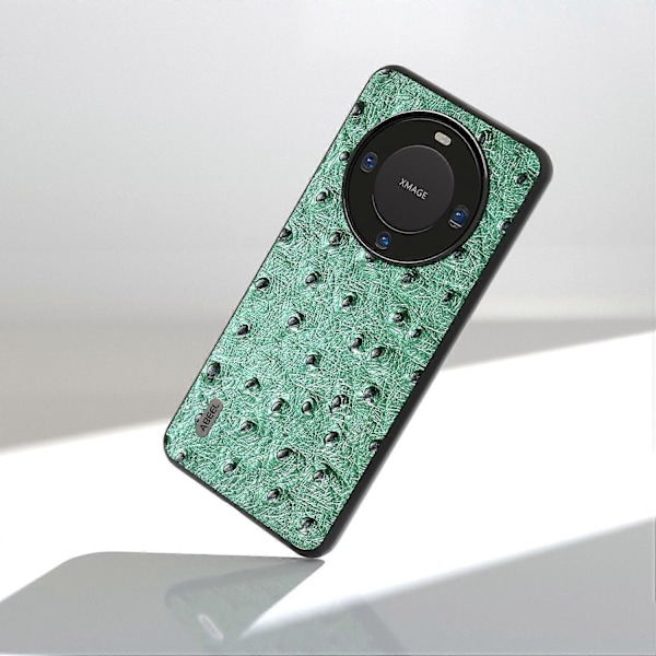 Huawei Mate 60 Pro -puhelimen kotelo strutsinnahkajäljitelmällä, aitoa lehmännahkaa, PC+TPU-suojakuori Multicolor Style D