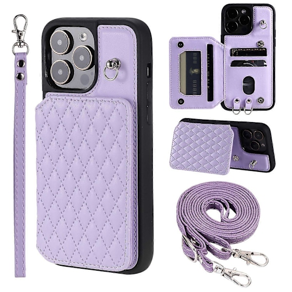 Style 008 RFID-skyddande telefonfodral för iPhone 15 Pro Max Stöttåligt PU+TPU-telefonskal med remmar Multicolor Style D