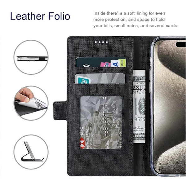 VILI K Series för iPhone 15 Pro Fodral PU Läder Plånbok Ställ Telefonskydd Multicolor Style A