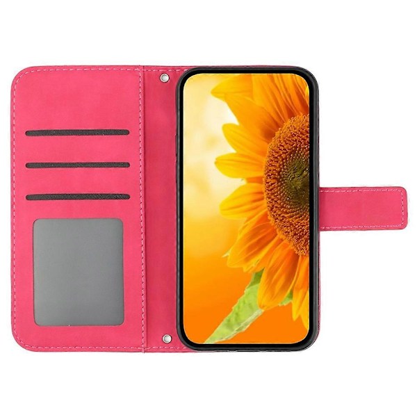 För Oppo A79 5G/A2 5G Fodral PU Läder Solros Plånbok Telefonfodral med Axelrem Multicolor Style H
