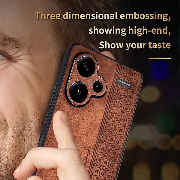 Painettu PU-nahka + TPU-matkapuhelimen suojakotelo Xiaomi Redmi Note 13 Pro+:lle Brown