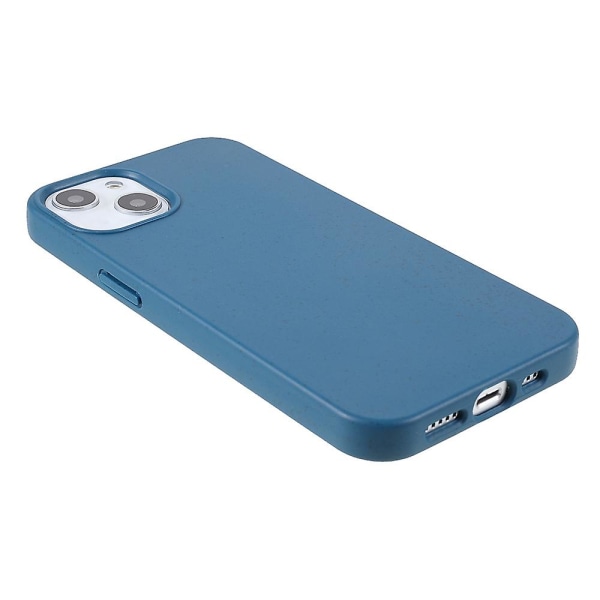 För Iphone 15 Starry Sky Series Matt biologiskt nedbrytbart case Wheat Straw+tpu Hybrid Phone Cover Blue