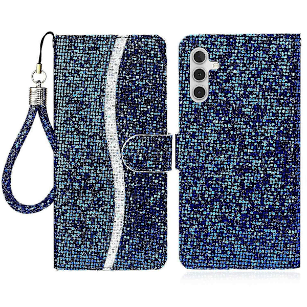 Samsung Galaxy S24 FE -kotelo PU-nahkaa, lompakkokorttipaikat, glitter-puhelinkuori Multicolor Style B