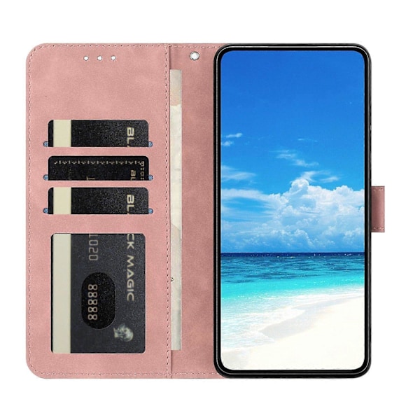 iPhone 16 Pro Max -kotelo, perhoskukka-kuvioitu PU-nahkainen lompakkokotelo jalustalla Multicolor Rose Gold
