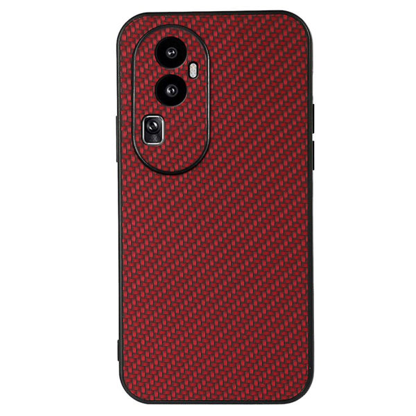 För Oppo Reno10 Pro+ 5g Carbon Fiber Texture Phone case Pu Läderbelagd TPU Anti-Scratch cover Red