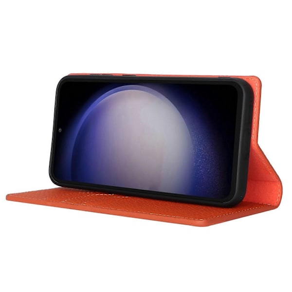 För Samsung Galaxy S23 FE Fodral Läderstruktur Äkta Läder Mobilskal med Rem Multicolor Style D