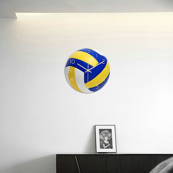 Rund volleyboll Utseende Väggklocka Mute Heminredning Väggklocka
