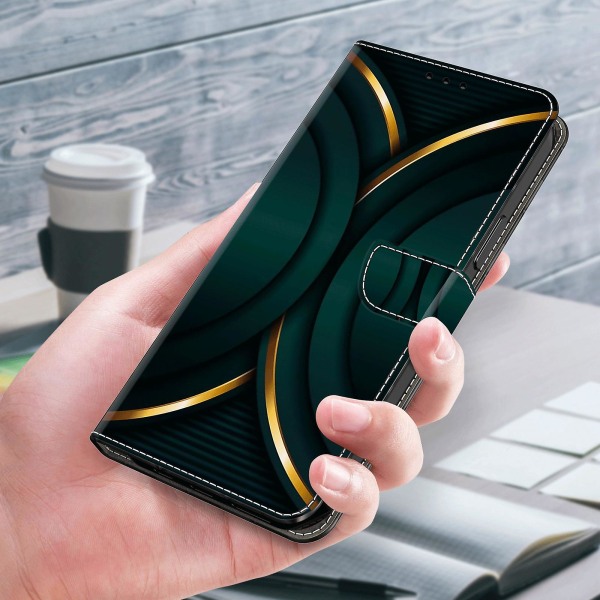 Sony Xperia 1 V Lompakko PU Nahka Suojakotelo 3D Kuvio Tulostus Jalusta Puhelinkuori Gold Contour