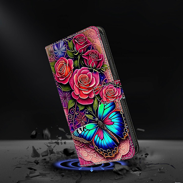 iPhone 16 Pro Max -kotelo PU-nahkainen lompakkokotelo seisontatoiminnolla Multicolor Style F