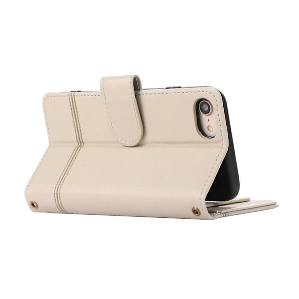 PU læder tegnebogsetui med 2 stropper til iPhone SE/SE/7/8 4,7 tommer Multicolor Beige