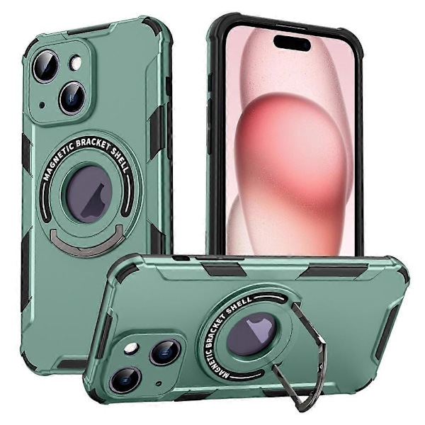 Til iPhone 15 Plus Støttebensetui Kompatibelt med MagSafe PC+TPU Slankt Telefoncover Multicolor Style E