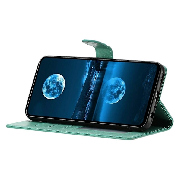 For Samsung Galaxy A15 5G Lær Telefonveske Lommebok Stativ Deksel med Praktisk Stropp- Multicolor Green
