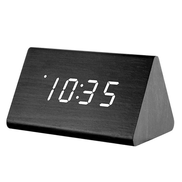 Digitalt Træ USB LED Natlys Vækkeur Termometer Display Ur Whitewood Red