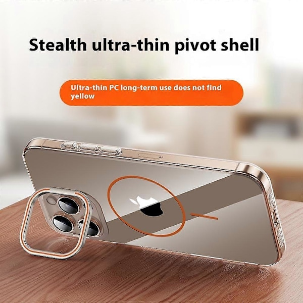 iPhone 16 Pro -kotelo, yhteensopiva MagSafe-linssikehyksen kanssa, jalustalla, kirkas PC-puhelinkuori Multicolor Transparent Black