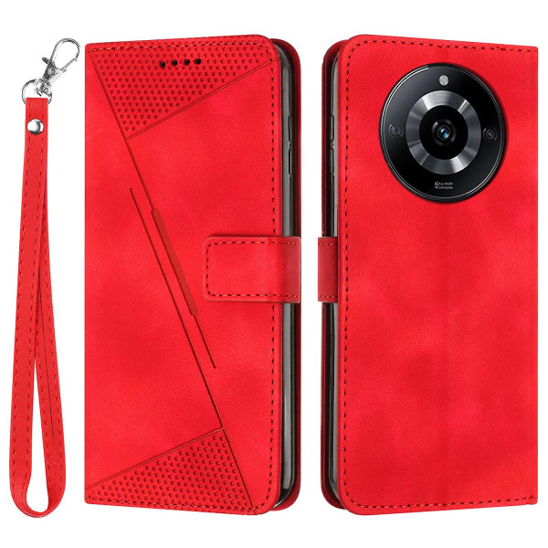 Cover för Realme 11 Pro 5g/11 Pro+ 5g, Imprint Plånbok Vikbart ställ Phone case med rem Red