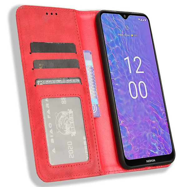 För Nokia C210 Case Plånbok Retro Pu Läder Skyddstelefon Cover Red