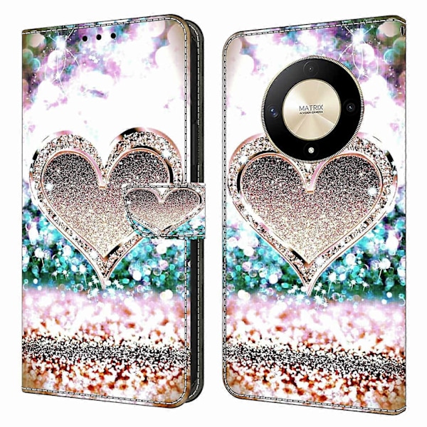 For Honor Magic6 Lite 5G/X9b 5G Wallet Case Anti-Drop 3D Mønster Print Telefon Cover Multicolor Style E
