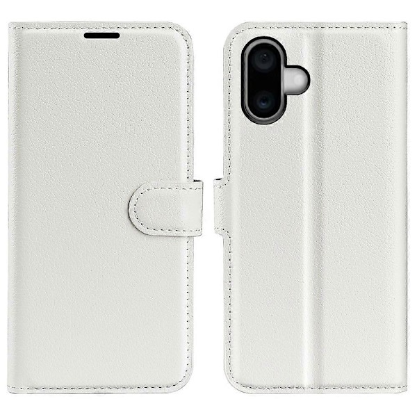 Læder telefoncover med pung og litchi-tekstur til iPhone 16 Multicolor Style B