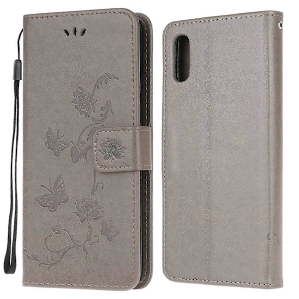 Præget Sommerfugl Blomst Læder Wallet Stand Telefon Cover til Samsung Galaxy Xcover 5 Multicolor Style B