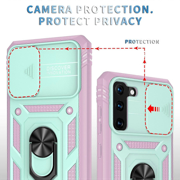 Kickstand 3-in-1 TPU Suojakuori Iskunkestävä PC-kuori Kameran Liukukannella Samsung Galaxy -puhelimelle