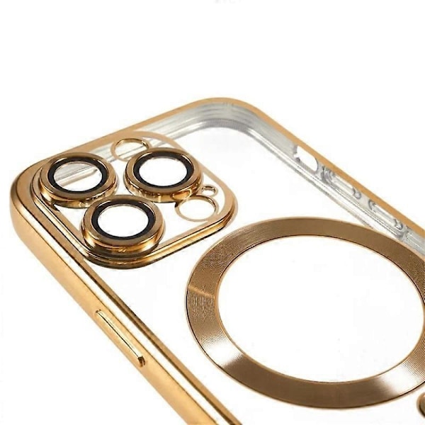 Til iPhone 12 Pro Max 6,7 tommer magnetisk etui WANLONFENG elektropletteret TPU-cover med linsefilm + 2 stk Multicolor Gold
