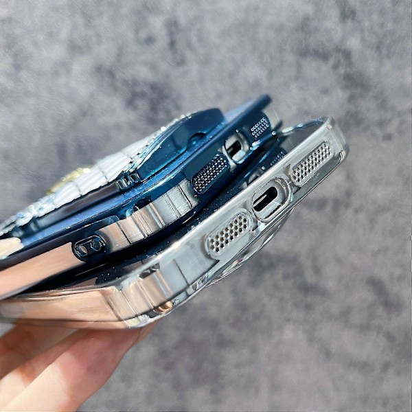 iPhone 16 Pro -kotelo peilijalustalla TPU+PC kiiltävä suojakuori - Musta Multicolor Silver
