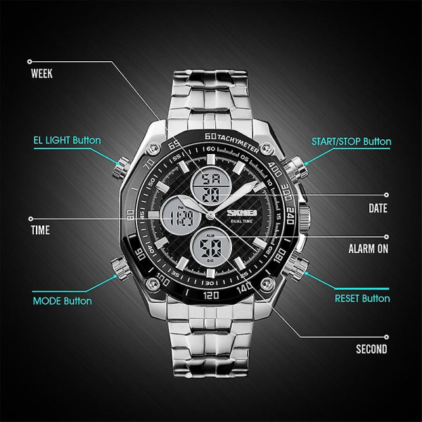 Skmei 1302 Moderne Herre Fritids Armbåndsur Black