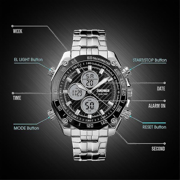 Skmei 1302 Mode Män Fritid Watch Silver