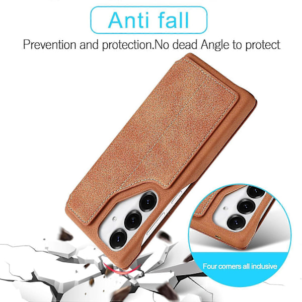 LC.IMEEKE Samsung Galaxy S25 -kotelo, korttipidike, jalusta, nahkainen puhelinkuori Multicolor Brown