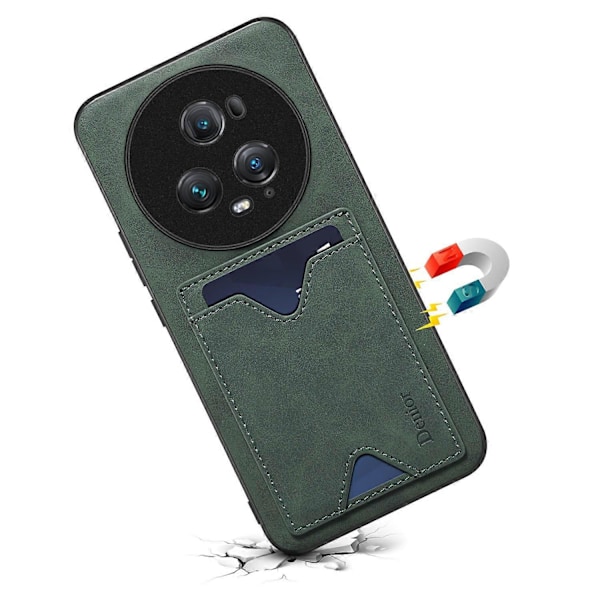 DENIOR Takakansi Honor Magic5 Pro -puhelimelle, PU-nahkapäällysteinen TPU-kotelo jalustalla ja korttipaikalla Multicolor Style C