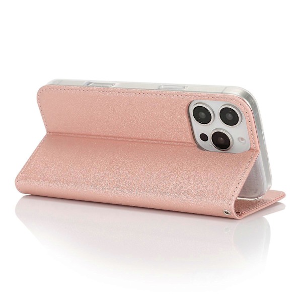 För iPhone 16 Pro Fodral PU Läder Silkeslen Textur Magnetisk Flip Telefonfodral Multicolor Style D