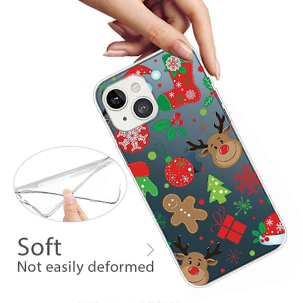 Julmönstrat Telefonskal för iPhone 14, Mjukt TPU Stötsäkert Skyddande Baksida Multicolor Style L