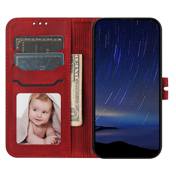 Til Samsung Galaxy S25 Edge Etui Glad Kat Mønster Præget Læder Wallet Telefon Cover Multicolor Red