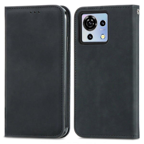 Telefon Stand Case til ZTE Blade V50 Vita Shell Hud-berørings PU Læder Cover - Sort