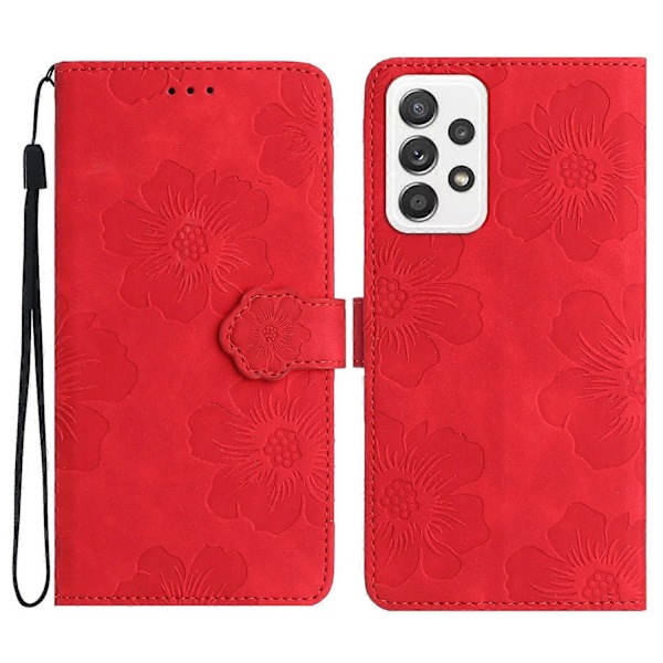 Til Samsung Galaxy A53 5G Telefon Cover PU Læder Prægede Blomster Stand Wallet Fuld Beskyttelse Case Multicolor Style E