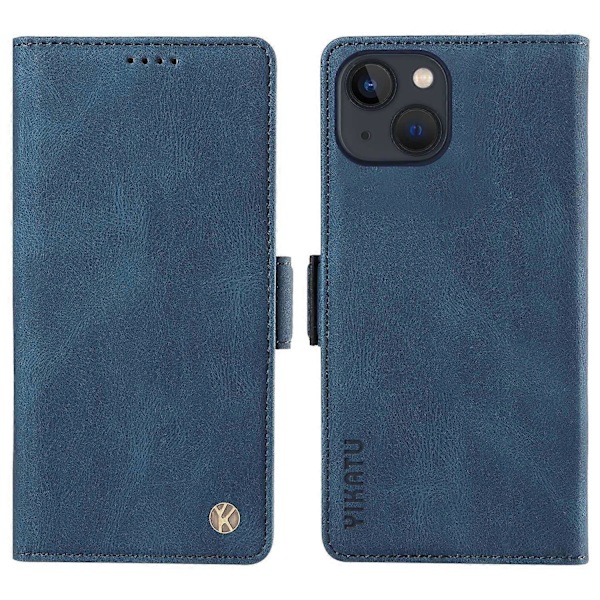 YIKATU YK-005 Skinnkänsla PU Läder Plånboksfodral med Stötsäkert Ställ för iPhone 15 Multicolor Style A