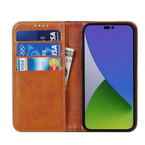För iPhone 15 Pro Tvåfärgad Splitsad PU Läder Telefonfodral Stöd Stativ Plånboksfodral Multicolor Style C