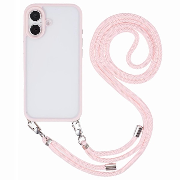 Til iPhone 16 Cover TPU+PC Krystalklar Bagside Cover med Snøre Multicolor Style C
