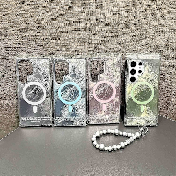 Samsung Galaxy S24 Ultra Magneettikotelo Gradient Tint TPU+PC Puhelinkuori Helmirannekkeella Multicolor Style B