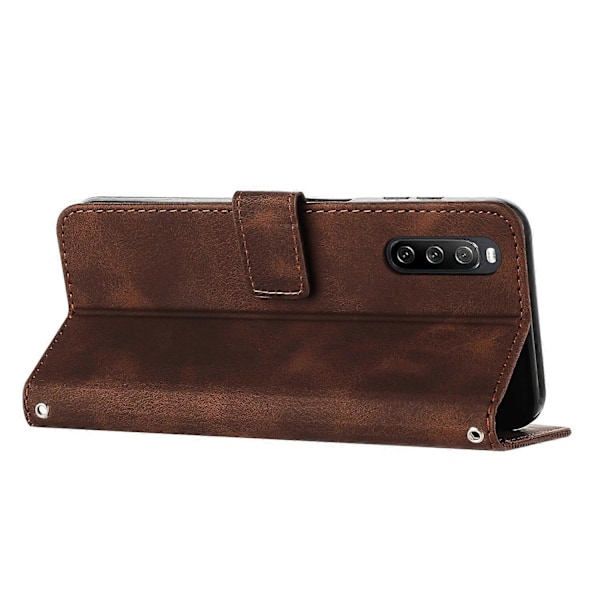 PU Læder Etui til Sony Xperia 10 V, Stand Wallet Trekant Præget Mobiltelefon Cover Multicolor Style F