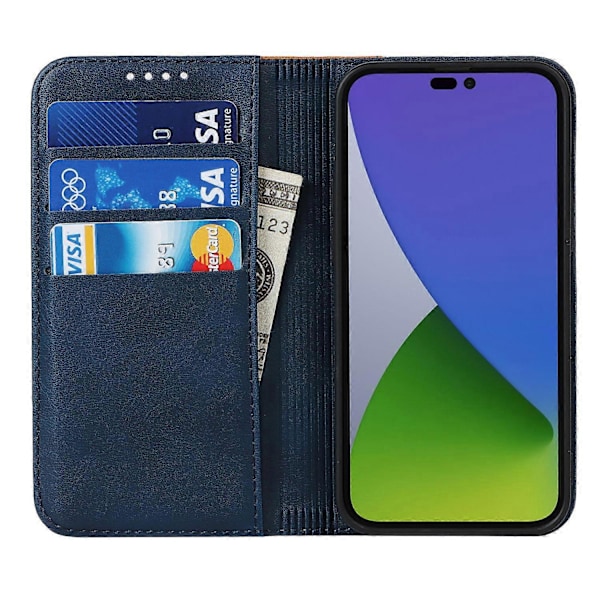 För iPhone 15 Pro Tvåfärgad Splitsad PU Läder Telefonfodral Stöd Stativ Plånboksfodral Multicolor Style D