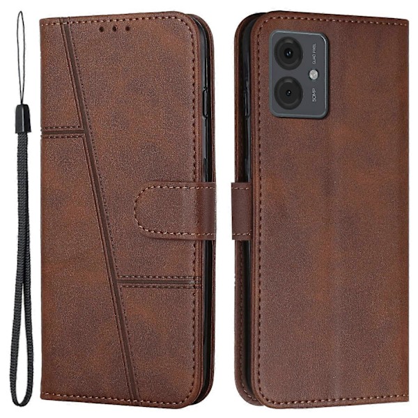 Til Motorola Moto G14 4G Etui Kalvetekstur Stødsikkert Wallet PU Læder Stand Telefon Cover Multicolor Style B