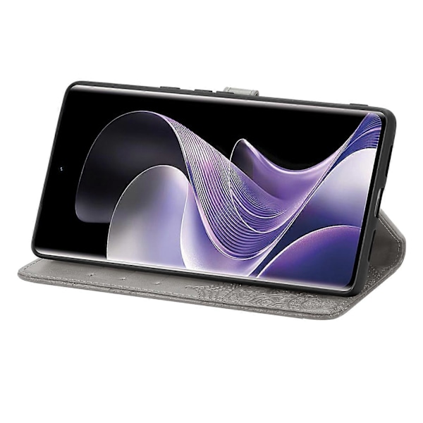 Til vivo V40 5G Etui Mandala Præget Design Læder Wallet Telefon Cover- Multicolor Grey