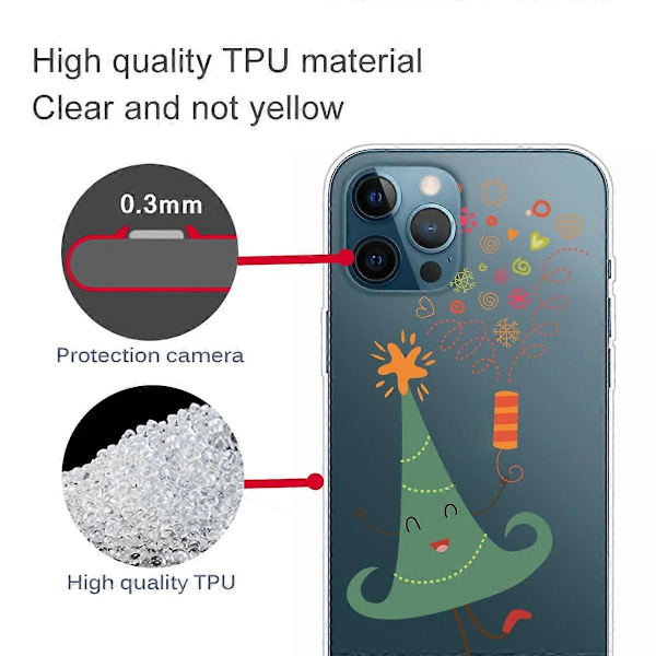 Til iPhone 16 Pro Max Cover Julemønster Print Blød TPU Telefon Cover - Sokker og Gaver Multicolor Magic Hat