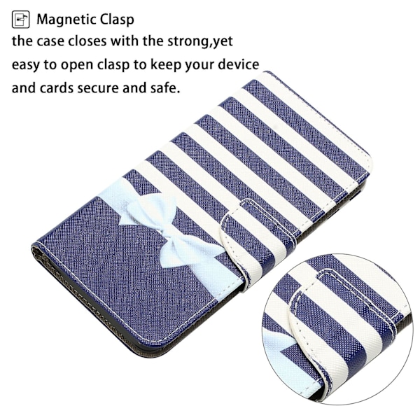 Til Iphone 15 Plus Folio Pu Læder Stand Wallet Case Mønster Print Telefon Cover Med Rem Bowknot