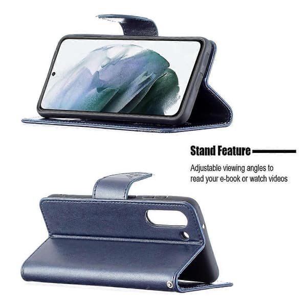 Imprint Butterfly Wallet Læder Stand Case til Samsung Galaxy S21 FE 5G Multicolor Style C
